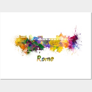 Rome skyline in watercolor Posters and Art